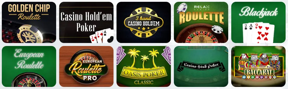 Juegos de mesa en CASINIA CASINO